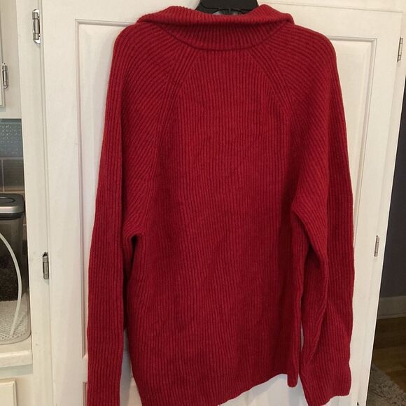 Banana republic Italian yarn thick ribbed half zip collared red sweater size l - Picture 9 of 14